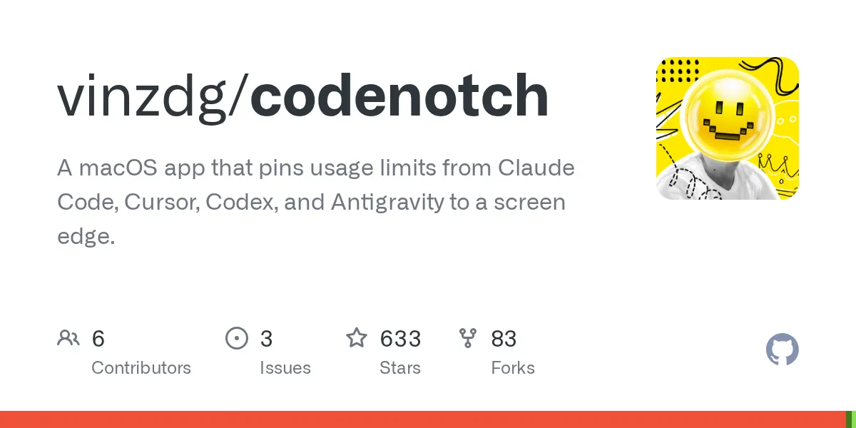 Codenotch tracks your AI coding limits right from a screen-edge notch